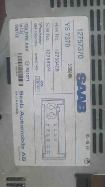 12757370 SISTEMA AUDIO / RADIO CD SAAB 9-3 BERLINA