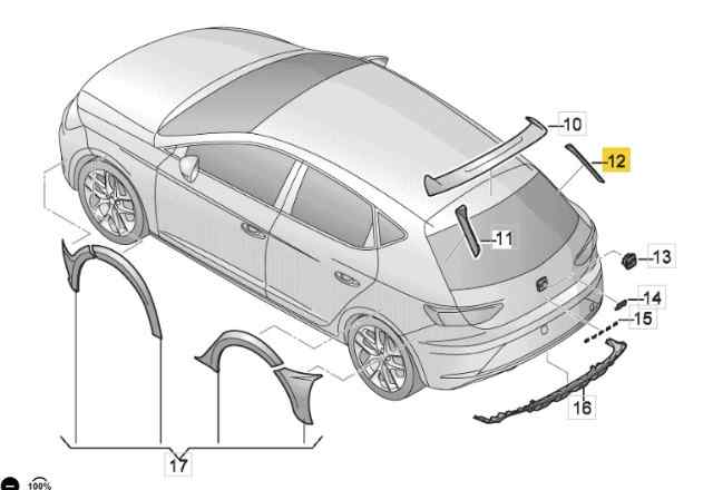 ALERON TRASERO SEAT LEON CUPRA 5F3854815 - 5F4854815 - 5F9854815 foto 3