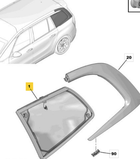 LUNA CUSTODIA TRASERA DERECHA CITROEN C4 PICASSO / C4 SPACETOURER (B78) II