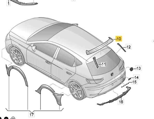 ALERON TRASERO SEAT LEON CUPRA 5F3854815 - 5F4854815 - 5F9854815 foto 2