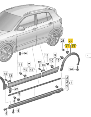 ALETIN TRASERO IZQUIERDO VOLKSWAGEN T-CROSS
